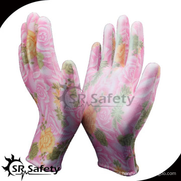 SRSAFETY 13G Nylon de punto sin costura impreso mecánico PU guantes